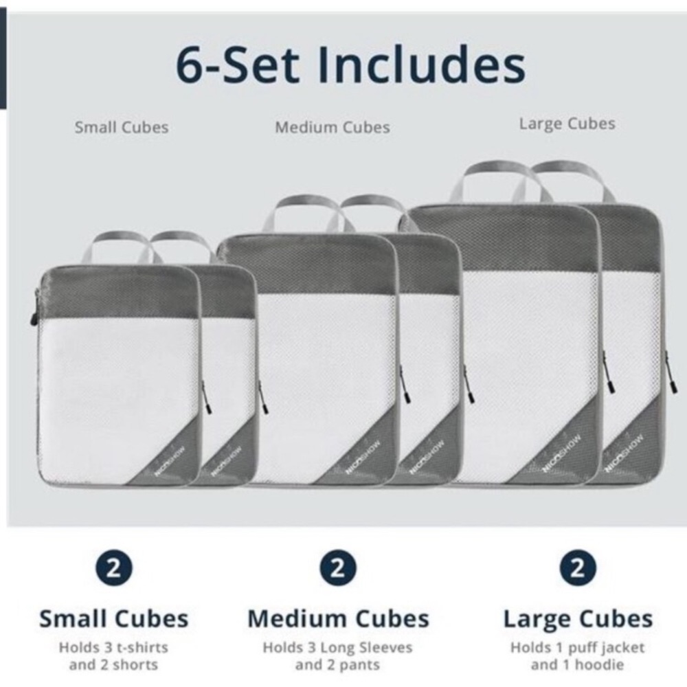 Compression Packing Cubes for Travel,Packing Cubes Compression Travel Essentials - Picture 3 of 8